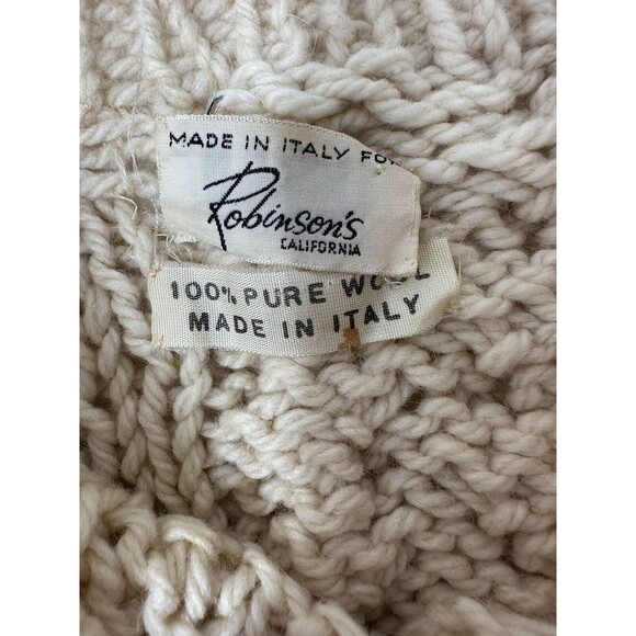 Vintage 1960s made in Italy Robinson's  California Wool Sweater Cardigan Flowers - Picture 10 of 12